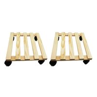 2x Houten planten trolleys/multirollers vierkant 30 cm