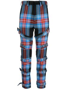 Charles Jeffrey Loverboy tartan buckled straight-leg trousers - Bleu