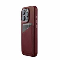 Mujjo Leather Wallet Case iPhone 15 Pro bordeaux