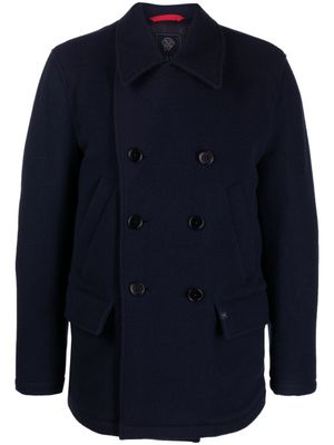 Fay veste en laine vierge à boutonnière croisée - Bleu