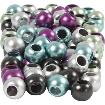 Creativ Company Pony kralen, d 10 mm, gatgrootte 4 mm, ca. 145 stuk, metallic kleuren, 60 gr, 125 ml/ 1 doos