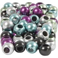 Creativ Company Pony kralen, d 10 mm, gatgrootte 4 mm, ca. 145 stuk, metallic kleuren, 60 gr, 125 ml/ 1 doos