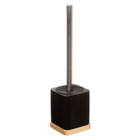 5Five toiletborstel/WC-borstel in houder - zwart - 36 x 9 cm - bamboe/kunststeen - badkamer - Toiletborstels - thumbnail