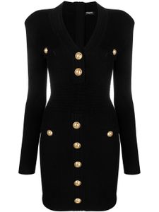 Balmain robe courte en maille nervurée - Noir