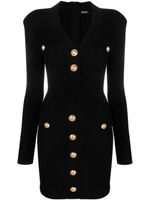 Balmain robe courte en maille nervurée - Noir