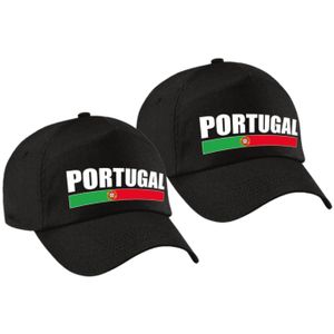 2x stuks portugal supporter pet / cap Portugal zwart kinderen