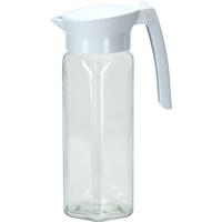 Glazen schenkkan/waterkan met deksel 1,5 liter - Karaffen - thumbnail