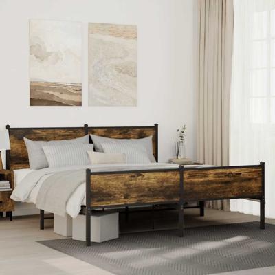 Bedframe zonder matras metaal gerookt eikenkleurig 160x200 cm