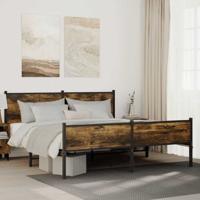 Bedframe zonder matras metaal gerookt eikenkleurig 160x200 cm