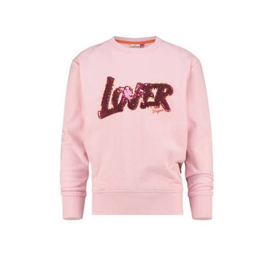 Vingino sweater Nerissa met tekst en pailletten lichtroze
