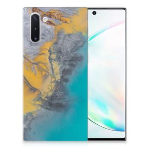 Samsung Galaxy Note 10 TPU Siliconen Hoesje Marble Blue Gold