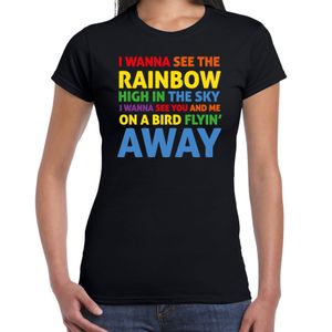 Gay Pride t-shirt met tekst - dames - zwart - Rainbow - LHBTI