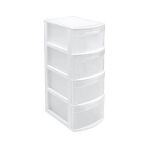 Ladeblok/bureau organizer met 4x lades - wit/transparant - L39 x B28.5 x H78 cm - kunststof