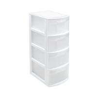 Ladeblok/bureau organizer met 4x lades - wit/transparant - L39 x B28.5 x H78 cm - kunststof - thumbnail