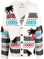 MSGM cardigan imprimé en maille intarsia - Blanc
