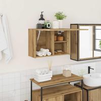 Badkamerwandkast 60x25x40 cm bewerkt hout artisanaal eikenkleur