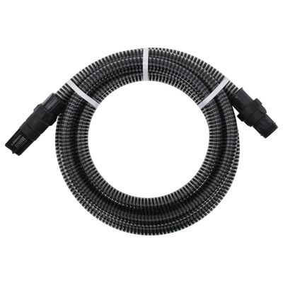 VidaXL Zuigslang met pvc koppelingen 1,1&apos;&apos; 4 m pvc zwart