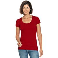 Bodyfit dames t-shirt rood met ronde hals XL (42)  -