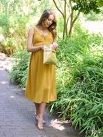 Lange jurk zwangerschap borstvoeding okergeel