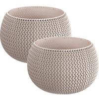 Kunststof bloempot/plantenpot Splofy - 2x - taupe - D19 x H20 cm - 4 liter - rond - buiten/tuin pott Kunststof bloempot/plantenpot Splofy - 2x - taupe - D19 x H20 cm - 4 liter - rond - buiten/tuin pott
