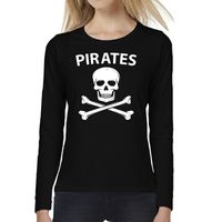 Pirates tekst t-shirt long sleeve zwart voor dames