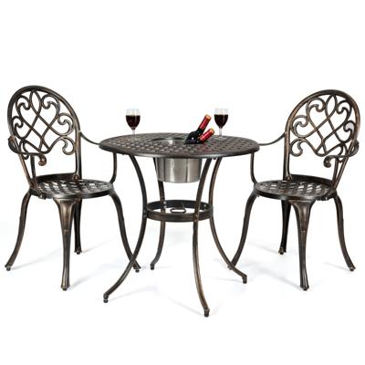Bistroset met 2 Stoelen & Bijzettafel Ronde Tafel met Afneembare Ijsemmer & 2 Stoelen Tuinmeubelset