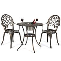 Bistroset met 2 Stoelen & Bijzettafel Ronde Tafel met Afneembare Ijsemmer & 2 Stoelen Tuinmeubelset