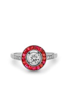 Pragnell Vintage bague Platinum Art Deco Inspired sertie de diamants et rubis - Argent