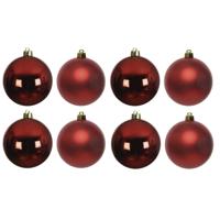 Decoris Kerstballen - 8x st - donkerrood - 10 cm - kunststof - kerstversiering Decoris Kerstballen - 8x st - donkerrood - 10 cm - kunststof - kerstversiering