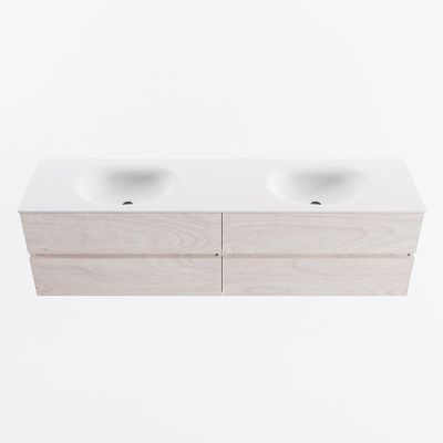 MONDIAZ VICA 180cm badmeubel onderkast Underlayment 4 lades. Wastafel MOON dubbel 2 kraangaten, kleur Talc.