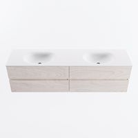 MONDIAZ VICA 180cm badmeubel onderkast Underlayment 4 lades. Wastafel MOON dubbel 2 kraangaten, kleur Talc.
