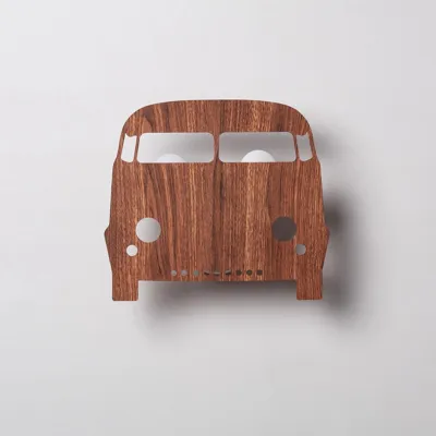 Wandlamp hout kinderkamer auto 2x e14