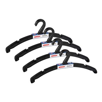 Kledinghangers Jackets - 20x stuks - kunststof - zwart - 42 cm - vaste haak