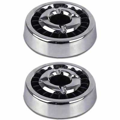 Asbak - 2x - chroom/zwart - 14 cm - metaal/kunststof - sigarettendover