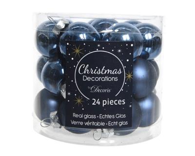 24 Glazen balletjes 25 mm nacht blauw - Decoris