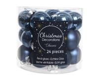 24 Glazen balletjes 25 mm nacht blauw - Decoris
