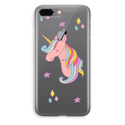 Roze eenhoorn: iPhone 8 Plus Transparant Hoesje