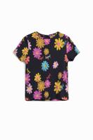 T-shirt met korte mouwen en bloemen - BLACK - 9/10