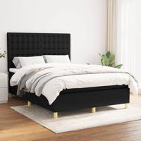 Boxspring met matras stof zwart 140x190 cm