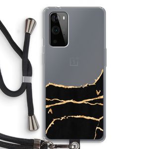Gouden marmer: OnePlus 9 Pro Transparant Hoesje met koord