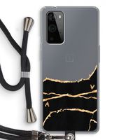 Gouden marmer: OnePlus 9 Pro Transparant Hoesje met koord
