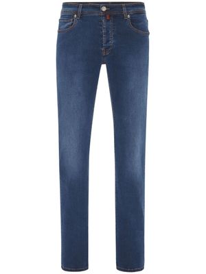 Billionaire jean droit à patch logo - Bleu