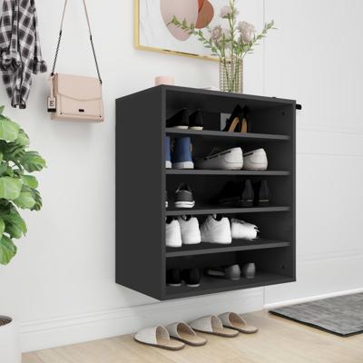 Schoenenkast 60x35x70 cm bewerkt hout zwart