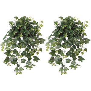 2x Groene Hedera Helix klimop weerbestendige kunstplanten 65 cm - Kunstplanten