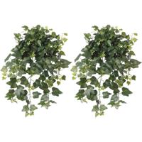 2x Groene Hedera Helix klimop weerbestendige kunstplanten 65 cm - Kunstplanten