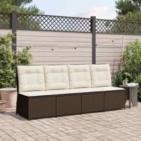 Tuinbank met kussen Bruin Poly riet