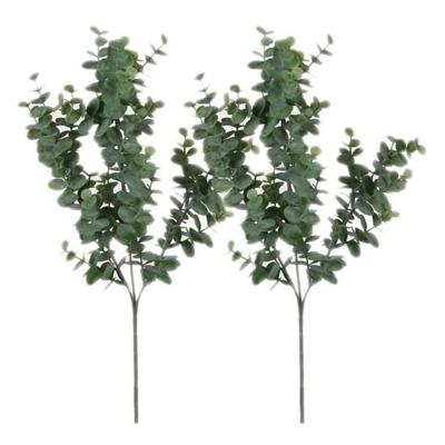 Mica Decorations Kunstblad - 2x - eucalyptus - groen - tak - 65 cm - decoratie