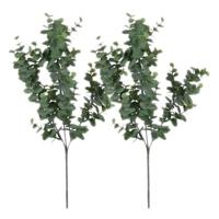 Mica Decorations Kunstblad - 2x - eucalyptus - groen - tak - 65 cm - decoratie