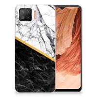 OPPO A73 4G | TPU | Siliconen hoesje | Marmer Wit Zwart - Origineel Cadeau Man