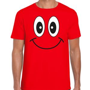 Verkleed T-shirt voor heren - Smile Emoticon - rood - carnaval - feestkleding